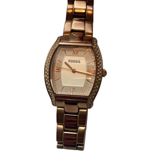 Fossil Wallace Womens Rose Gold Tone Quartz Watch - New Battery - WR 5ATM 6.5 - Picture 1 of 8